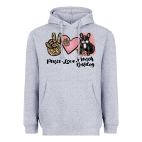 Heather Grey peace love french bulldog Heavyweight Hoodie - JahusDesignShop