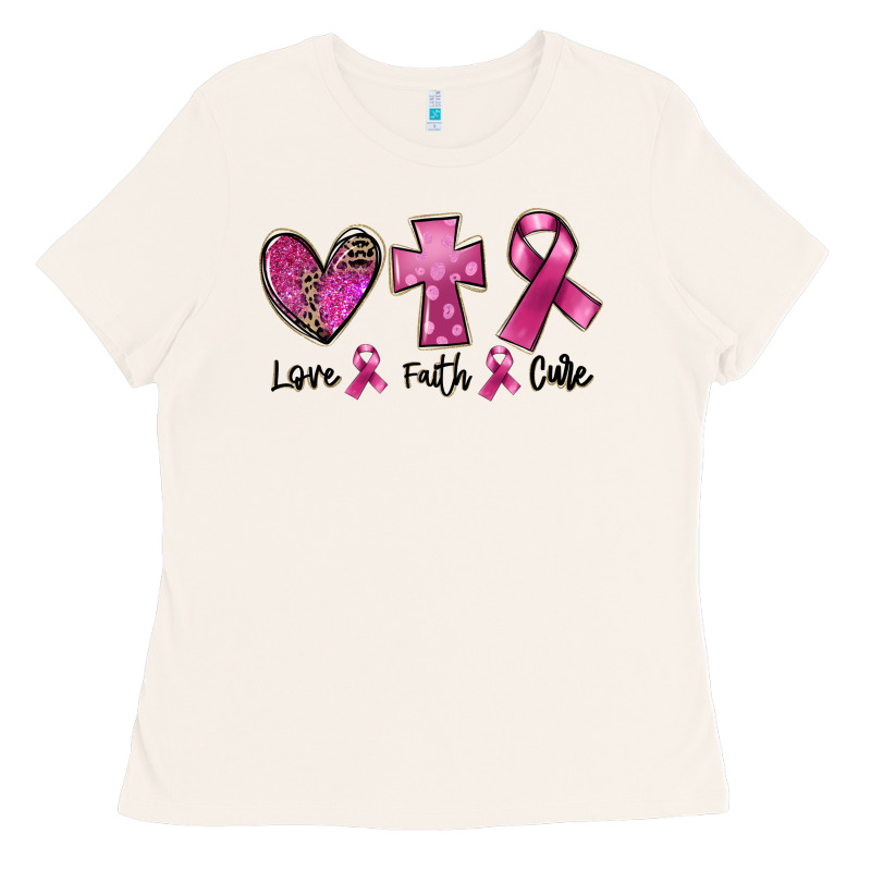 Love Faith Cure Breast Cancer Ladies Tee by FaDigitalArtStudio | Teevron