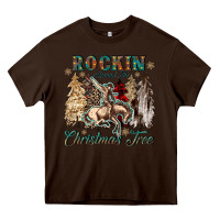 Chocolate Brown rockin around the christmas tree Heavy Core Tee - CowGirlArtShop