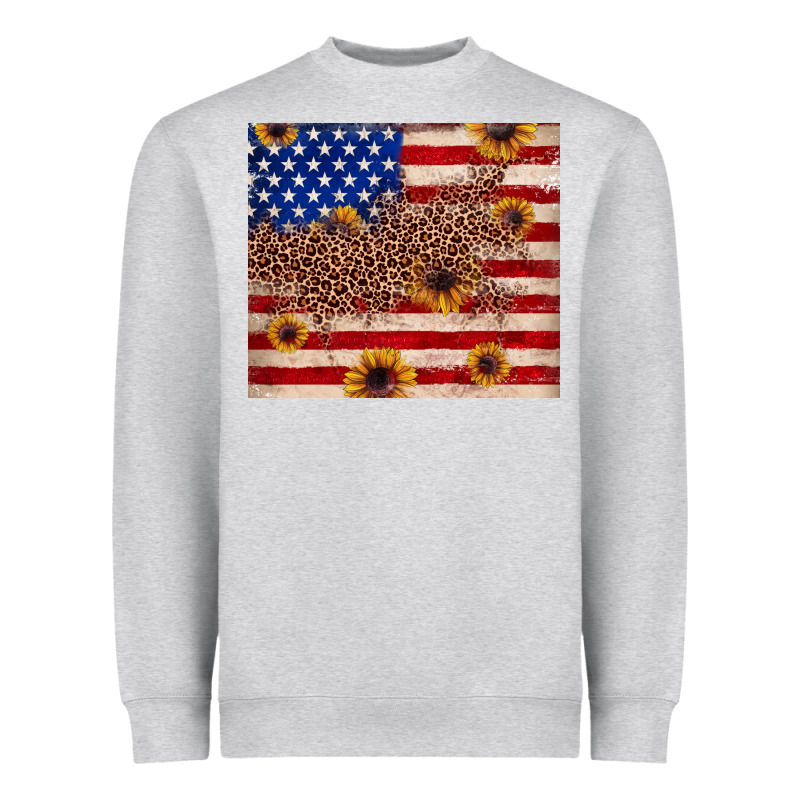 American Flag Leopard Sunflower Heavyweight Sweatshirt by JahusDesignShop | Teevron