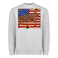 Heather Grey American flag leopard sunflower Heavyweight Sweatshirt - JahusDesignShop