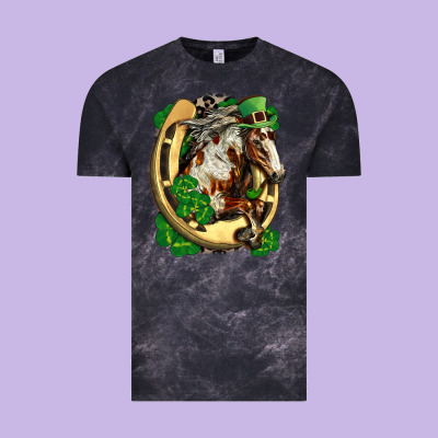 Horse With Horseshoe St Patricks Day Vintage Tee Designed By Fadigitalartstudio