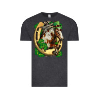 Vintage Black Horse with horseshoe st patricks day Vintage Tee - FaDigitalArtStudio