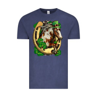 Vintage Denim Horse with horseshoe st patricks day Vintage Tee - FaDigitalArtStudio