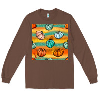 Chestnut Pumpkin And Glitter Seamless Pattern Long Sleeve Tee - BundleAndBundleShop