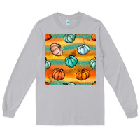 Moon Dust Pumpkin And Glitter Seamless Pattern Long Sleeve Tee - BundleAndBundleShop