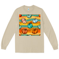 Pumpkin And Glitter Seamless Pattern Long Sleeve Tee | Teevron