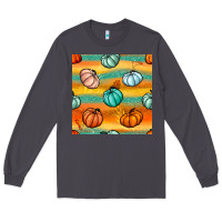 Smoke Pumpkin And Glitter Seamless Pattern Long Sleeve Tee - BundleAndBundleShop