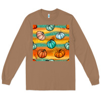 Toasted Coconut Pumpkin And Glitter Seamless Pattern Long Sleeve Tee - BundleAndBundleShop