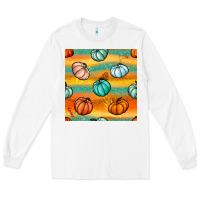 White Pumpkin And Glitter Seamless Pattern Long Sleeve Tee - BundleAndBundleShop