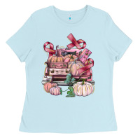 Breast Cancer Truck With Pumpkins Ladies Tee | Teevron