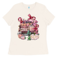 Bone Breast Cancer truck with pumpkins Ladies Tee - FaDigitalArtStudio