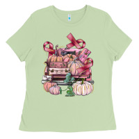 Matcha Breast Cancer truck with pumpkins Ladies Tee - FaDigitalArtStudio