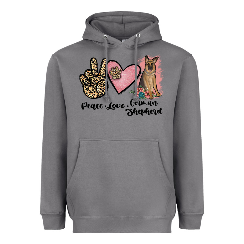 Peace Love German Shepherd Heavyweight Hoodie by JahusDesignShop | Teevron