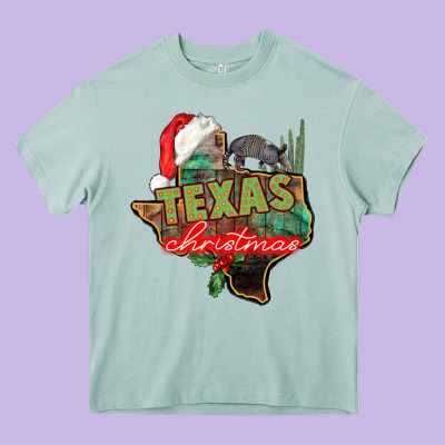 Texas Christmas Heavy Core Tee Designed By Cowgirlartshop