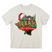 Cream texas christmas Heavy Core Tee - CowGirlArtShop