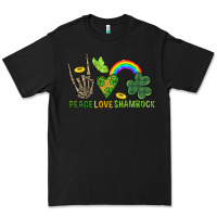 Black Peace Love Shamrock  St. Patrick's Day Premium Tee - CowGirlArtShop