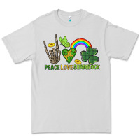 Dove Grey Peace Love Shamrock  St. Patrick's Day Premium Tee - CowGirlArtShop