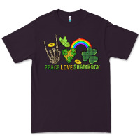 Plum Peace Love Shamrock  St. Patrick's Day Premium Tee - CowGirlArtShop