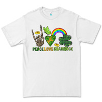 White Peace Love Shamrock  St. Patrick's Day Premium Tee - CowGirlArtShop