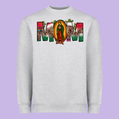 Mexican Flag Our Lady Of Guadalupe Mom Leopard Heavyweight Sweatshirt Designed By Jahusdesignshop