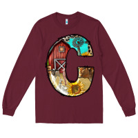 Burgundy farm life alphabet lowercase letters c Long Sleeve Tee - BundleAndBundleShop