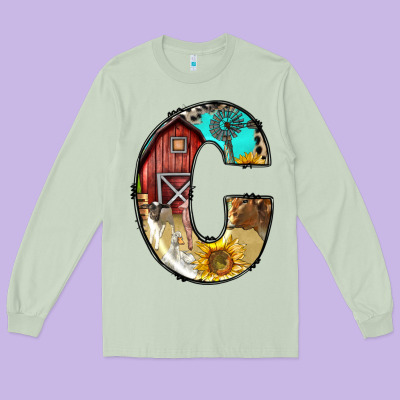 Farm Life Alphabet Lowercase Letters C Long Sleeve Tee Designed By Bundleandbundleshop