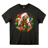 Asphalt horse christmas wreath Heavy Core Tee - CowGirlArtShop