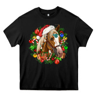 Black horse christmas wreath Heavy Core Tee - CowGirlArtShop