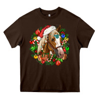 Chocolate Brown horse christmas wreath Heavy Core Tee - CowGirlArtShop