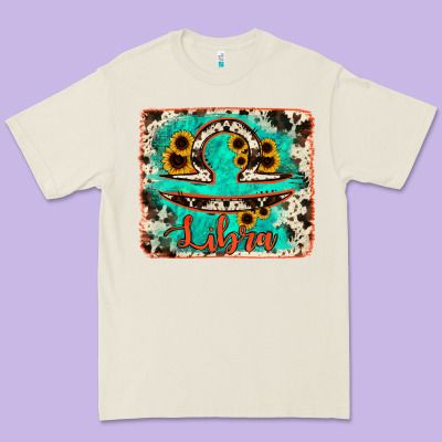 Libra Turquoise Cowhide Premium Tee Designed By Ranaportraitstore