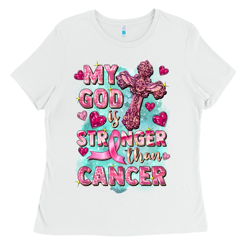 My God Is Stronger Than Cancer Ladies Tee by FaDigitalArtStudio | Teevron