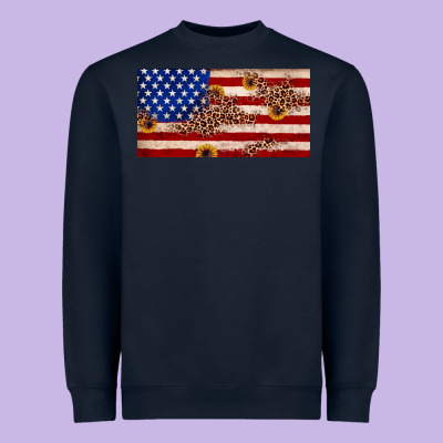 American Flag Leopard Sunflower Heavyweight Sweatshirt Designed By Jahusdesignshop