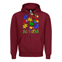 Burgundy autism Zipper Hoodie - JahusDesignShop