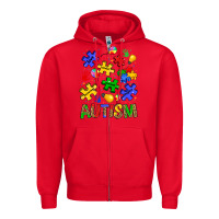 Red autism Zipper Hoodie - JahusDesignShop