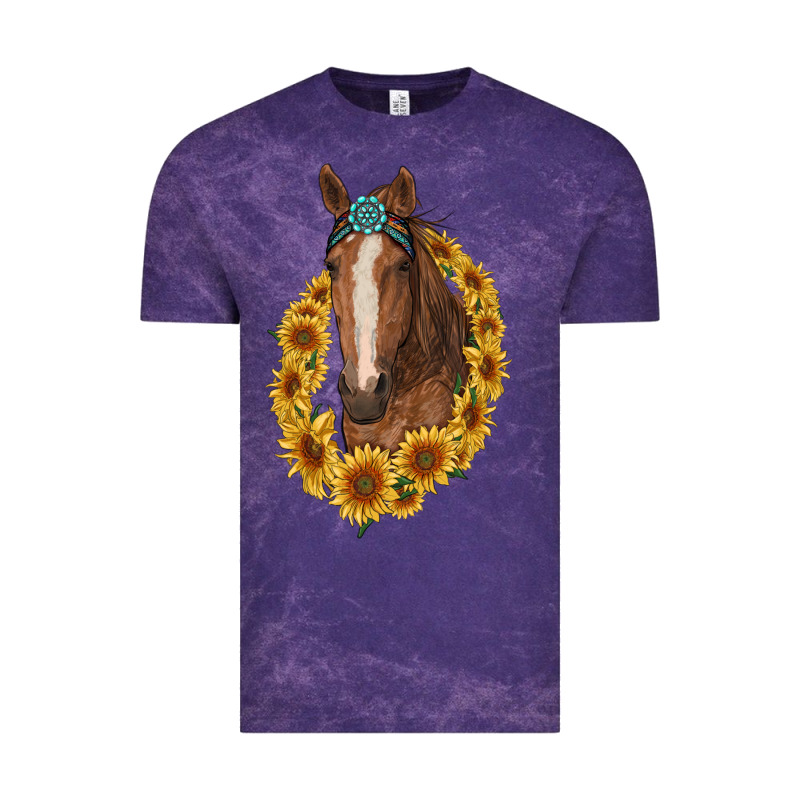 Brown Horse With Gemstone And Sunflowers Vintage Tee by RanaPortraitStore | Teevron