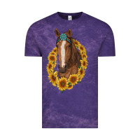Cloud Purple brown horse with gemstone and sunflowers Vintage Tee - RanaPortraitStore