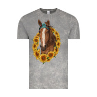 Cloud Rock brown horse with gemstone and sunflowers Vintage Tee - RanaPortraitStore