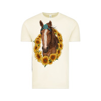 Vintage Arctic brown horse with gemstone and sunflowers Vintage Tee - RanaPortraitStore