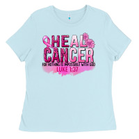 Baby Blue Heal Cancer for nothing is impossible Ladies Tee - FaDigitalArtStudio