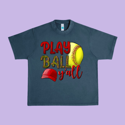Play Ball Y'all Softball Urban Heavy Tee Designed By Bundleandbundleshop