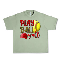 Oil Green Play Ball Y'all Softball Urban Heavy Tee - BundleAndBundleShop