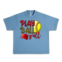 Pebble Blue Play Ball Y'all Softball Urban Heavy Tee - BundleAndBundleShop