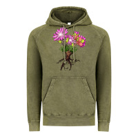 Vintage Olive Bitterroot Flower Vintage Hoodie - LillyAllenDesigns