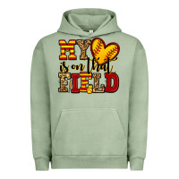 Pigment Oil Green my heart is on that field softball Urban Hoodie - Jasminsmagicworld
