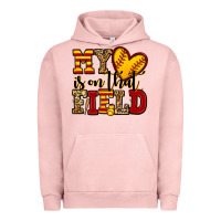 Pigment Salmon my heart is on that field softball Urban Hoodie - Jasminsmagicworld