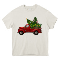 Cream Christmas Trees With Truck Heavy Core Tee - RanaPortraitStore