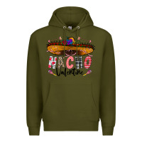 Army Green festive sombrero and nacho art Premium Hoodie - CowhideDigitalArt