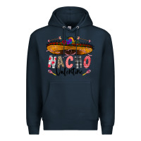 Navy festive sombrero and nacho art Premium Hoodie - CowhideDigitalArt
