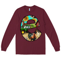 Burgundy farm life alphabet lowercase letters e Long Sleeve Tee - BundleAndBundleShop